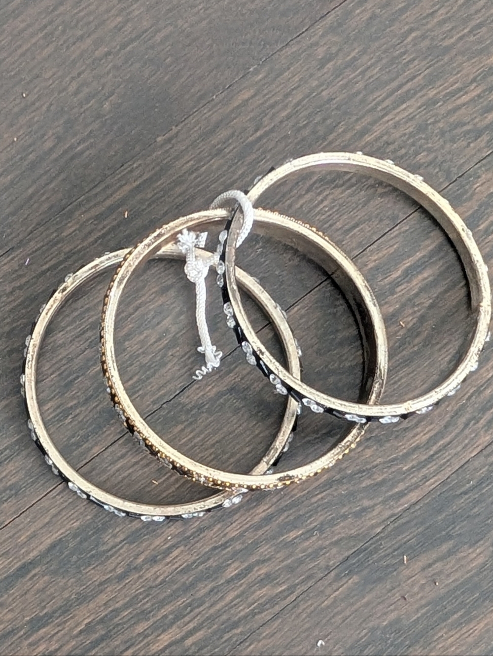 Women's Pakistani Indian Metal Bangles Set, Black/Silver/Gold - Picture 3 of 5